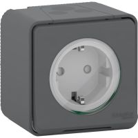 Lizdas v/t SCHUKO su dangteliu IP55 su apsauga nuo vaikų antracito spalvos 16A 250V Mureva Styl - SCHNEIDER ELECTRIC