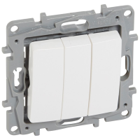Jungiklis p/t trigubas be rėmelio baltas 10A 250V NILOE - LEGRAND