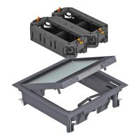 Dėžutė grindinė 6 vietų su dangčiu ir lizdų laikikliais (7405145+2x7408723) pilka RAL7011 GES4-2 KU 7011 - OBO BETTERMANN