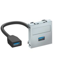 Multimedijos lizd.,USB 3.0 A-A su kabeliu, kištukas-kištukas 45x45mm Polikarbonatas lakuoto aliuminio MTG-U3A F AL1 - OBO BETTERMANN (pavadinimas tikslinamas)
