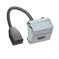 Multimedijos lizdas, HDMI su kabeliu, kištukas-kištukas 45x45mm Polikarbonatas lakuoto aliuminio MTS-HD F AL1 - OBO BETTERMANN (pavadinimas tikslinamas)
