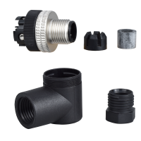 Jungtis kampinė kištukas M12 4-kontaktų metaliniu žiedu su Pg7 XZCC12MCM40B- TELEMECANIQUE