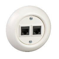 Lizdas kompiuterinis p/t dvigubas RJ45 Kat.6 UTP baltos spalvos LexCom Renova - SCHNEIDER ELECTRIC