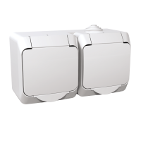 Lizdas v/t SCHUKO dvigubas su dangteliu IP44 su apsauga nuo vaikų baltas 16A 250V Cedar Plus - SCHNEIDER ELECTRIC