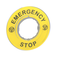 Lentelė geltona "EMERGENCY STOP" - SCHNEIDER ELECTRIC