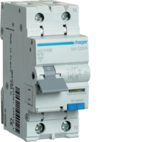 Relė srovės nuotėkio RCBO 2P 16A B 30mA su automatu 6kA AC-tipas - HAGER