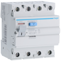 Relė srovės nuotėkio RCCB 4P 40A 100mA AC-tipas - HAGER