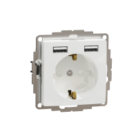 Lizdas p/t su įžeminimu IP20 su 2xUSB A 2.1A užspaudžiami kontaktai baltos spalvos 16A 250V SEDNA DESIGN - SCHNEIDER ELECTRIC