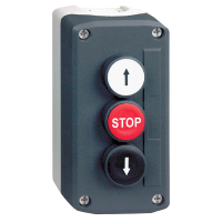 Postas valdymo 3 mygtukų "STOP + Rodyklės" 2x(1no)+1nc IP66 pilkos spalvos XALD Harmony - SCHNEIDER ELECTRIC