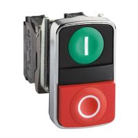 Mygtukas dvigubas 1no+1nc be fiksacijos 22mm žalias/raudonas "I-O" IP67 XB4 Harmony - SCHNEIDER ELECTRIC