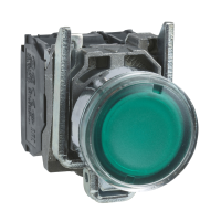 Mygtukas 1no+1nc be fiksacijos 22mm žalias su pašvietimu BA9s 250V XB4 Harmony - SCHNEIDER ELECTRIC