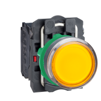 Mygtukas 1no+1nc be fiksacijos 22mm geltonas su pašvietimu 24V AC/DC XB5 Harmony - SCHNEIDER ELECTRIC
