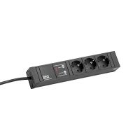 Lizdų blokas v/t SCHUKO 3x230V apsauga nuo viršįtampio, H05VV-F 3x1.5mm2 2m CONNECT LINE - BACHMANN