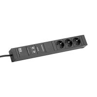 Lizdų blokas v/t SCHUKO 3x230V apsauga nuo viršįtampio ir filtru, H05VV-F 3x1.5mm2 2m CONNECT LINE - BACHMANN