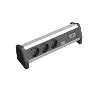 Lizdų blokas v/t SCHUKO 3x230V 1xUSB 2xCAT6a, GST18 jungtis DESK1 - BACHMANN