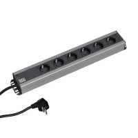 Lizdų blokas SCHUKO 6x230V 19" be jungiklio H05VV-F 3x1.5mm2 2m HANDWERKERLEISTE - BACHMANN