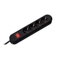 Ilgiklis 1.5m 4 lizdų su įžeminimu juodas su jungikliu H05VV-F 3x1.5 SMART - BACHMANN