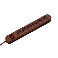 Ilgiklis 1.5m 6 lizdų su įžeminimu rudas su jungikliu H05VV-F 3x1.5 SMART - BACHMANN