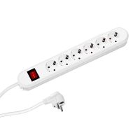 Ilgiklis 1.5m 6 lizdų su įžeminimu baltas su jungikliu H05VV-F 3x1.5 SMART - BACHMANN