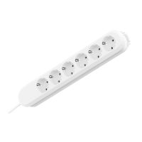 Ilgiklis 1.5m 6 lizdų su įžeminimu baltas H05VV-F 3x1.5 SMART - BACHMANN