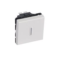 Perjungiklis p/t 10A 250V baltas su apšvietimu 2 modulių Mosaic 45 - LEGRAND