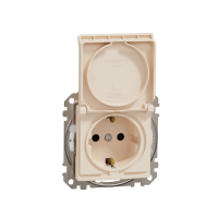 Lizdas p/t SCHUKO su dangteliu IP44 be rėmelio su apsauga nuo vaikų užspaudžiami kontaktai dramblio kaulo spalvos 16A 250V SEDNA DESIGN - SCHNEIDER ELECTRIC