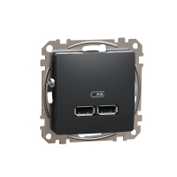 Lizdas p/t dvigubas USB 2.1A be rėmelio antracito spalvos SEDNA DESIGN - SCHNEIDER ELECTRIC