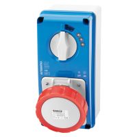 Lizdas CEE vertikalus 5P 32A/32A C 400V IP67 6h su kirtikliu su dėže - GEWISS