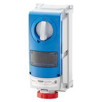 Lizdas CEE vertikalus 5P 16A PLE sunkiom sąlygom 400V IP66 6h su kirtikliu su dėže - GEWISS