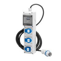 Ilgiklis CEE 4m 3P 16A lizdai 1xschuko, 2x3P16A, RCBO 2P 30mA 16A C IP44 -GEWISS