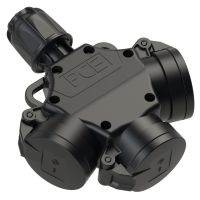 Lizdas SCHUKO a/k 3P 16A 250V IP44 juodas trigubas guminis su indikacija LED - PCE