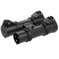 Šakotuvas su lizdais 3xCEE 3P 16A 230V + kištukas CEE 3P 16A 230V 6h IP44 H formos juodas - PCE