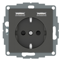 Lizdas p/t SCHUKO su 2xUSB A 2.4A 12W be rėmelio su apsauga nuo vaikų užspaudžiami kontaktai antracito spalvos System M - SCHNEIDER ELECTRIC