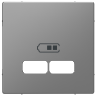 Dangtelis dvigubam USB lizdui su simboliu "Baterija" nerūdijančio plieno spalvos System Design - SCHNEIDER ELECTRIC
