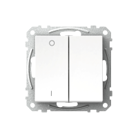 Jungiklis p/t dvigubas IP20 2 polių + 1 poliaus be rėmelio su simboliais "O-I" varžtiniai kontaktai baltas 16A 250V Exxact - SCHNEIDER ELECTRIC