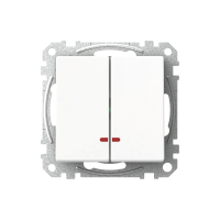 Jungiklis p/t dvigubas IP20 be rėmelio su pašvietimu užspaudžiami kontaktai baltas 16A 250V Exxact - SCHNEIDER ELECTRIC