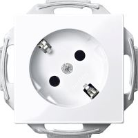 Lizdas p/t SCHUKO IP20 be rėmelio antibakterinis su apsauga nuo vaikų 45 laipsnių užspaudžiami kontaktai baltas RAL9016 16A 250V System M - SCHNEIDER ELECTRIC