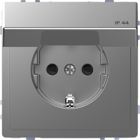Lizdas p/t SCHUKO su dangteliu IP44 be rėmelio su apsauga nuo vaikų užspaudžiami kontaktai nerūdijančio plieno spalvos 16A 250V System Design - SCHNEIDER ELECTRIC