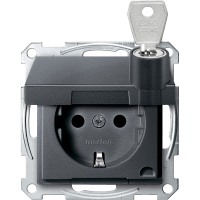 Lizdas p/t SCHUKO su užrakinamu dangteliu IP20 be rėmelio užspaudžiami kontaktai antracito spalvos 16A 250V System M - SCHNEIDER ELECTRIC
