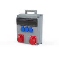 Skydelis v/t 14 modulių nešiojamas su lizdais SCHUKO 3x16A 230V + CEE 1x5P 32A, 1x5P 16A MCB 1x3P B32, 1x3P B16, 3x1P B16, FI 4P 63A 30mA IP54 OPOLE - PCE