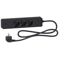 Ilgiklis 1.5m 3 lizdų su įžeminimu ir 2xUSB juodas Unica - SCHNEIDER ELECTRIC