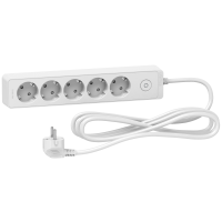Ilgiklis 3m 5 lizdų su įžeminimu baltas Unica - SCHNEIDER ELECTRIC