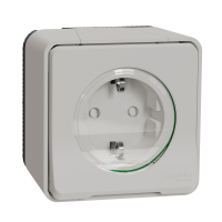 Lizdas v/t su įžeminimu su dangteliu IP55 su apsauga nuo vaikų baltos spalvos 16A 250V Mureva Styl - SCHNEIDER ELECTRIC