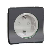 Lizdas p/t SCHUKO su dangteliu IP55 be rėmelio su apsauga nuo vaikų antracito spalvos 16A 250V Mureva Styl - SCHNEIDER ELECTRIC