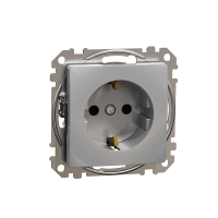 Lizdas p/t SCHUKO IP20 be rėmelio su apsauga nuo vaikų užspaudžiami kontaktai aliuminio spalvos 16A 250V SEDNA DESIGN - SCHNEIDER ELECTRIC
