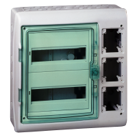 Skydelis v/t 24 (2x12) modulių IP65 su PE/N gnybtais 3 vietos lizdams skaidrios durys Mureva - SCHNEIDER ELECTRIC