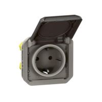 Lizdas p/t SCHUKO su dangteliu IP55 be rėmelio antracito spalvos 16A 250V Plexo - LEGRAND