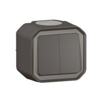 Perjungiklis - mygtukas v/t dvigubas IP55 antracito spalvos 10A 250V Plexo - LEGRAND