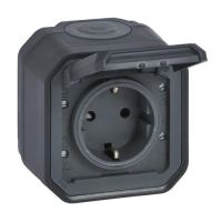 Lizdas v/t SCHUKO su dangteliu IP55 varžtiniai kontaktai antracito spalvos 16A 250V Plexo - LEGRAND