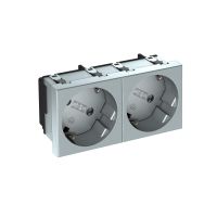 Kištukinis lizdas dvigubas 33° su apsauga 250V, 10/16A Polikarbonatas lakuoto aliuminio STD-D3S AL2 - OBO BETTERMANN (pavadinimas tikslinamas)